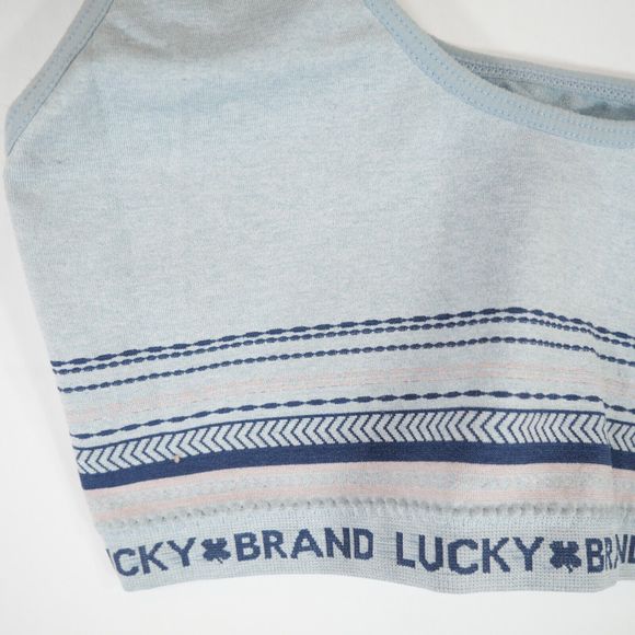 Lucky Brand Women's Seamless Logo Blue Striped Pattern Sports Bra Size M - Picture 2 of 8